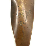 SOLD Brass Ladies Leg Presumed Trench Art Shoe Horn with Garter and Engraved Details