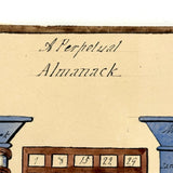 Fabulous C. 1820s Century Mechanical  Ink and Watercolor Perpetual Almanack, Ready to Use