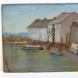 Coastal New England Harbor, Soft and Serene Watercolor/Gouache on Board, c. 1940s