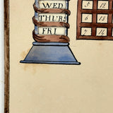 Fabulous C. 1820s Century Mechanical  Ink and Watercolor Perpetual Almanack, Ready to Use