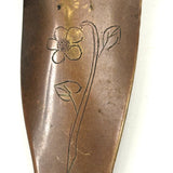 SOLD Brass Ladies Leg Presumed Trench Art Shoe Horn with Garter and Engraved Details