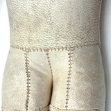Beautiful Condition Antique German Kid Leather Doll Body with Bisque Hands and Knit Stockings