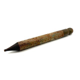 Wonderful Antique Handpainted Treen Pencil Shaped Pencil Box (With Early Pencil, As Found)