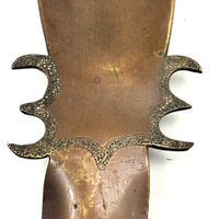 SOLD Brass Ladies Leg Presumed Trench Art Shoe Horn with Garter and Engraved Details