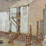 Coastal New England Harbor, Soft and Serene Watercolor/Gouache on Board, c. 1940s