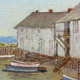 Coastal New England Harbor, Soft and Serene Watercolor/Gouache on Board, c. 1940s