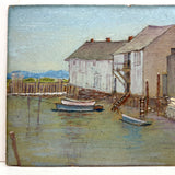 Coastal New England Harbor, Soft and Serene Watercolor/Gouache on Board, c. 1940s