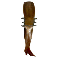 SOLD Brass Ladies Leg Presumed Trench Art Shoe Horn with Garter and Engraved Details