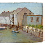 Coastal New England Harbor, Soft and Serene Watercolor/Gouache on Board, c. 1940s