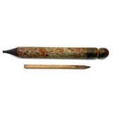 Wonderful Antique Handpainted Treen Pencil Shaped Pencil Box (With Early Pencil, As Found)