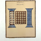 Fabulous C. 1820s Century Mechanical  Ink and Watercolor Perpetual Almanack, Ready to Use