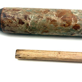 Wonderful Antique Handpainted Treen Pencil Shaped Pencil Box (With Early Pencil, As Found)
