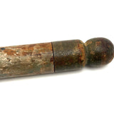 Wonderful Antique Handpainted Treen Pencil Shaped Pencil Box (With Early Pencil, As Found)