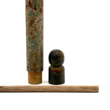 Wonderful Antique Handpainted Treen Pencil Shaped Pencil Box (With Early Pencil, As Found)