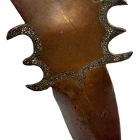 SOLD Brass Ladies Leg Presumed Trench Art Shoe Horn with Garter and Engraved Details