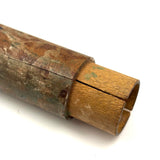 Wonderful Antique Handpainted Treen Pencil Shaped Pencil Box (With Early Pencil, As Found)