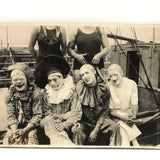 Wonderful c. 1920s Velox Snapshot of Clowns at Leisure at Water Circus