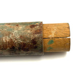 Wonderful Antique Handpainted Treen Pencil Shaped Pencil Box (With Early Pencil, As Found)