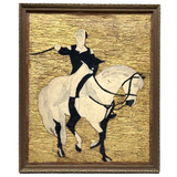 Folk Art George Washington on Horseback with Golden Ground, William Jones' 1932 Drawing/Painting/Carving Hybrid