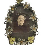 SOLD Bespectaled Woman with Double Halo! Charming Victorian Wirework Frame with Miniature Photo