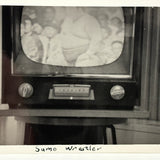 SOLD Sumo Wrester Shot on Screen, Mid 20th Century Annotated Snapshot