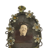 SOLD Bespectaled Woman with Double Halo! Charming Victorian Wirework Frame with Miniature Photo