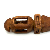 Pair of Old Folk Carved Hanging Ball in Cage Whimsies