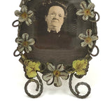 SOLD Bespectaled Woman with Double Halo! Charming Victorian Wirework Frame with Miniature Photo