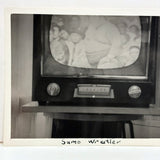 SOLD Sumo Wrester Shot on Screen, Mid 20th Century Annotated Snapshot