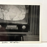 SOLD Sumo Wrester Shot on Screen, Mid 20th Century Annotated Snapshot