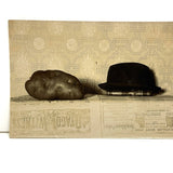 Potato Measured Against Hat and Book, Many Times Excellent 1907 Photograph
