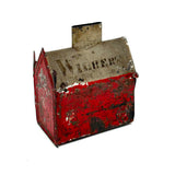 Wilbert's House, 19th Century Tin House Bank in Best Bright Red Paint (Missing One Wall!)