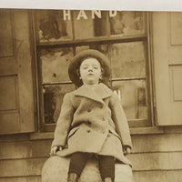 Wonderful Old Snapshot of Young Girl Perched on Watermelon