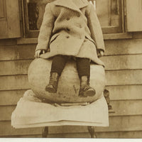 Wonderful Old Snapshot of Young Girl Perched on Watermelon