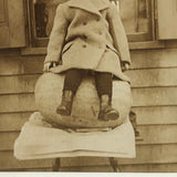 Wonderful Old Snapshot of Young Girl Perched on Watermelon