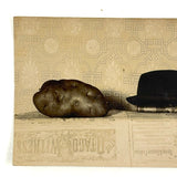 Potato Measured Against Hat and Book, Many Times Excellent 1907 Photograph