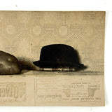Potato Measured Against Hat and Book, Many Times Excellent 1907 Photograph