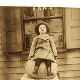 Wonderful Old Snapshot of Young Girl Perched on Watermelon