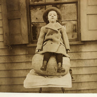 Wonderful Old Snapshot of Young Girl Perched on Watermelon