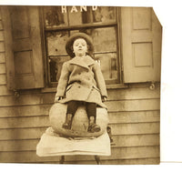 Wonderful Old Snapshot of Young Girl Perched on Watermelon