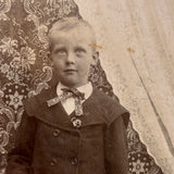 Boy in Suit with Fur Rug and Patterns Everywhere (on Grass???), Wonderful Antique Mounted Photo