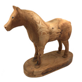 Muscular Large Carved Folk Art Horse on Base