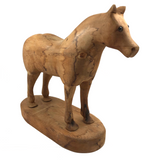 Muscular Large Carved Folk Art Horse on Base