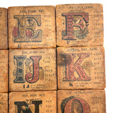 Set of 21 Large Handmade, Hand-colored Paper Litho on Wood Alphabet Blocks, c. Mid 19th Century