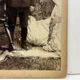 Boy in Suit with Fur Rug and Patterns Everywhere (on Grass???), Wonderful Antique Mounted Photo