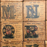 Set of 21 Large Handmade, Hand-colored Paper Litho on Wood Alphabet Blocks, c. Mid 19th Century