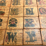 Set of 21 Large Handmade, Hand-colored Paper Litho on Wood Alphabet Blocks, c. Mid 19th Century