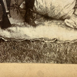 Boy in Suit with Fur Rug and Patterns Everywhere (on Grass???), Wonderful Antique Mounted Photo