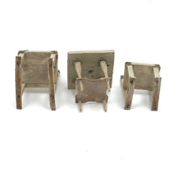 Chair, Rocker and Table, Folk Art Dollhouse Furniture Set in White and Gold