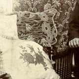 Boy in Suit with Fur Rug and Patterns Everywhere (on Grass???), Wonderful Antique Mounted Photo